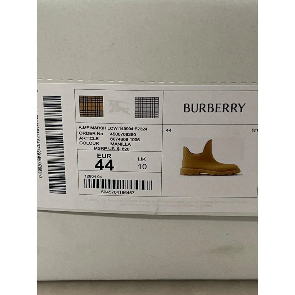 Burberry Ray Rain Boots in Manilla 44 New with Box Mens Marsh Ankle Shoe